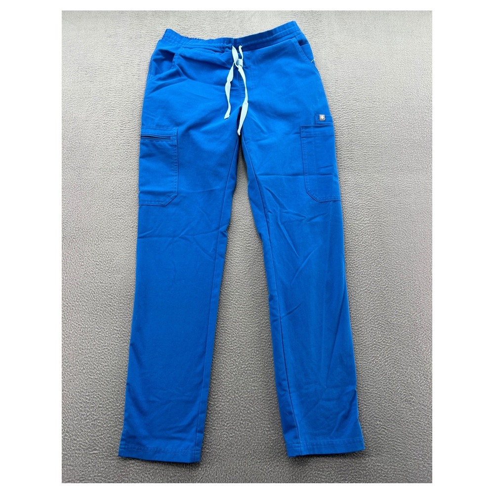 FIGS Royal Blue Cargo Scrub Pants Elastic Waist Drawstring Straight Leg XSmall